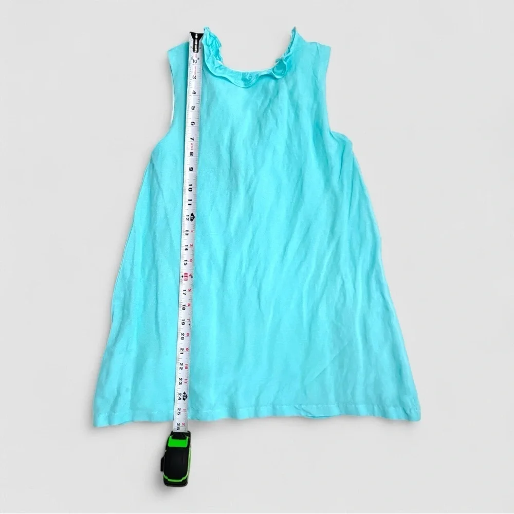 The Oaks Apparel Girls Size 8 Aqua Sleeveless Ruffle Dress with Bow in the Back